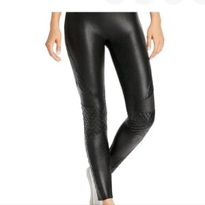 SPANX Black MOTO style Quilted Faux Leather Women's Leggings M